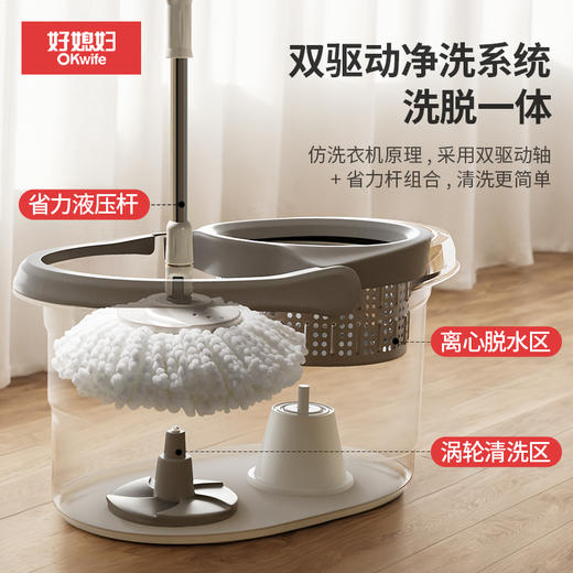 好媳妇旋转式省力自动甩水拖把桶 商品图2