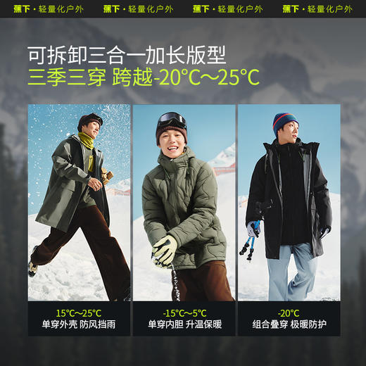 蕉下男士中长款气绒冲锋衣LS91624保暖防水保暖夹克登山徒步外套 商品图4