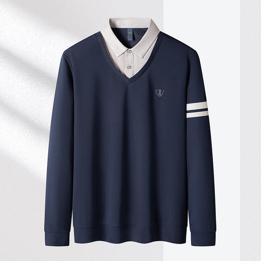 【肌理提花】罗蒙男士秋冬假两件针织衫男长袖衬衫舒适百搭男针织衫男士衬衫 商品图1