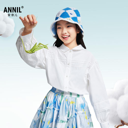 女童翻领长袖衬衣春季新款安奈儿童装EG511009 商品图0