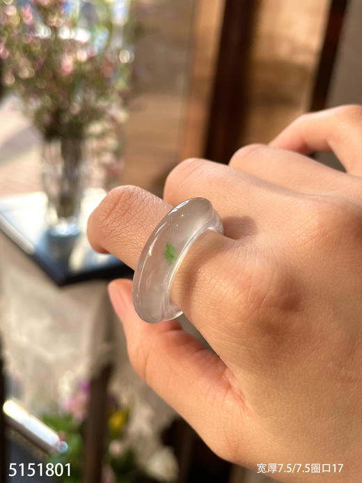 玻璃种飘翠扳指【5151801】圈口17，具体价格微信咨询 商品图4