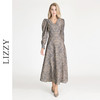LIZZY早秋古典雅致宫廷风V领印花长款气质连衣裙 商品缩略图0