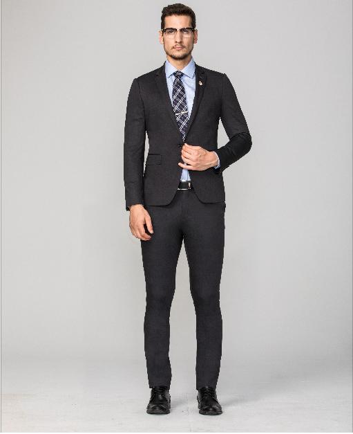 【299一套深灰商务套西】占姆士西服套装男士修身商务正装西装职业伴郎服新郎结婚礼服 商品图0