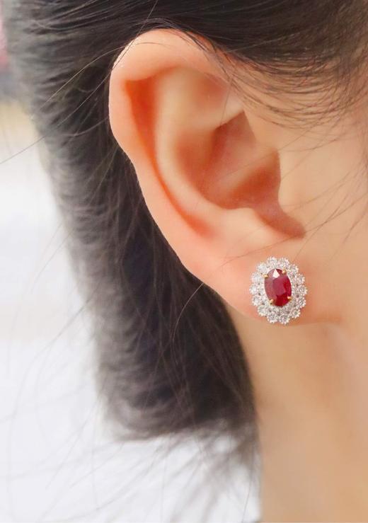 1.35ct刻面红宝石耳钉 商品图3