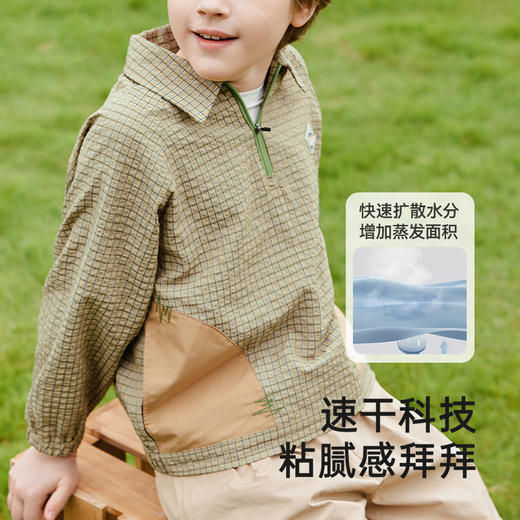 英氏儿童衬衫春夏长袖森系户外休闲POLO衫男孩百搭格子衫新款 商品图1