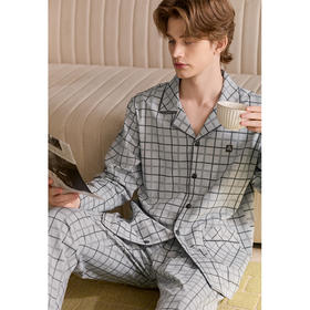 芬腾春秋季新款睡衣男春秋季纯棉开衫长袖青年宽松休闲家居服套装