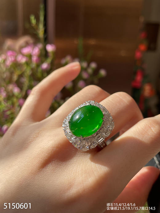 老坑玻璃种帝王绿蛋面戒指【5150601】具体价格微信咨询 商品图4