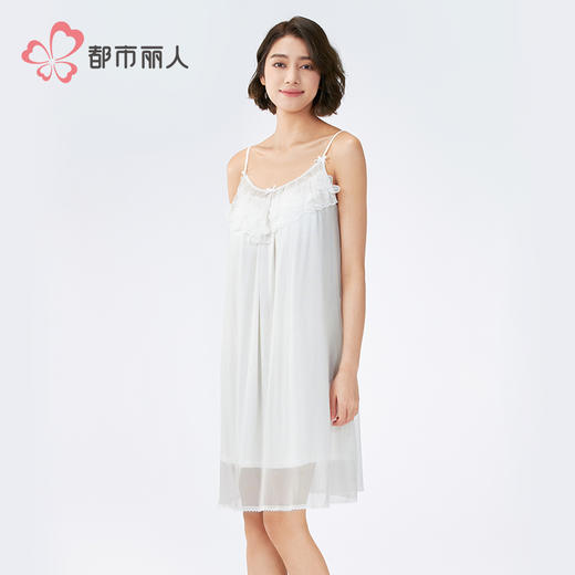 都市丽人女士特殊面料吊带裙薄针织网纱好睡好眠袖类LHH6E1 商品图2