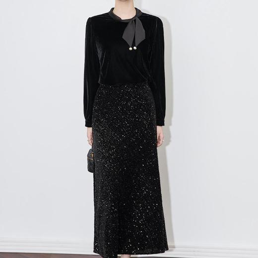 【高货wl】全新升级【铂金会员257/天猫339/差价82】(13107) 洛诗琳法式优雅圆领四方立绒衬衫2025春季高级感气质上衣 商品图3