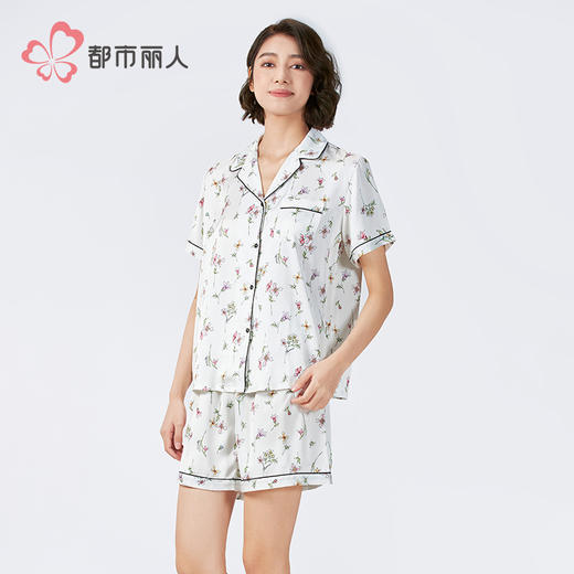 都市丽人女士丝质三件套薄冰雪丝印花好睡好眠三件套LHH5A2 商品图2