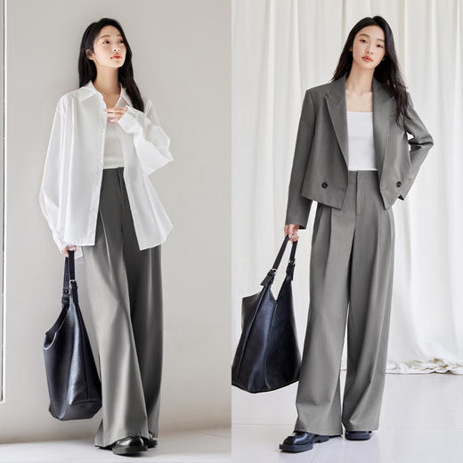 IC 设计感直筒阔腿西装裤女新款通勤休闲百搭高级宽松裤子 商品图1