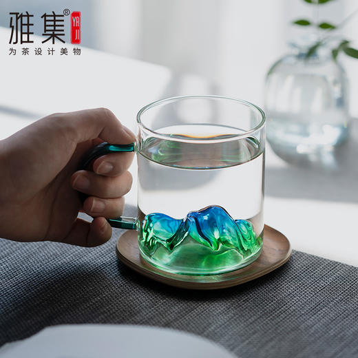 雅集玻璃杯观山杯340ml（把手款-青绿） 商品图7
