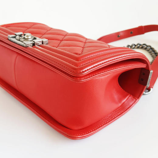 【95新】CHANEL香奈儿Leboy中号红色银扣菱格Leboy链条包单肩斜挎包女士现售价：9700！090125TJ22 商品图6