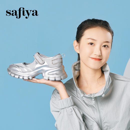 Safiya/索菲娅2025增高休闲烫钻一字带松糕厚底玛丽珍鞋SFD1111191 商品图2