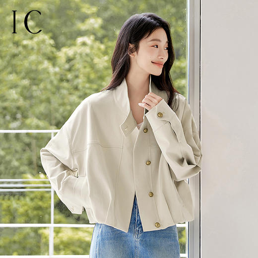 *IC三防立领短款休闲夹克外套女2025春新款气质设计宽松上衣 商品图0