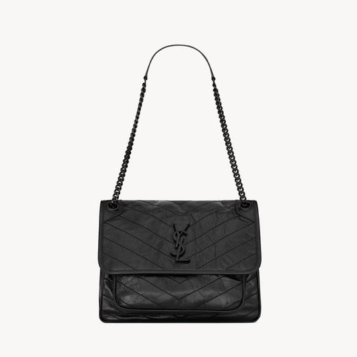 【一】SAINT LAURENT 圣罗兰 女士 Niki 中号复古皮革提挎包 黑色 633184 0EN08 1000 商品图0