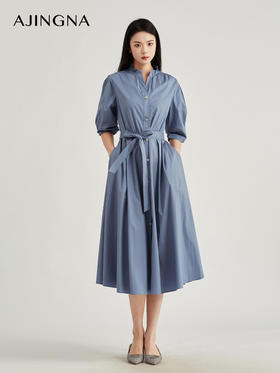 【商场同款】阿菁娜时尚优雅收腰设计感连衣裙A28Q112030