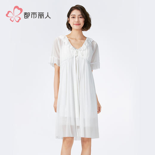 都市丽人女士特殊面料两件袍薄针织网纱好睡好眠两件套LHH4A4 商品图2
