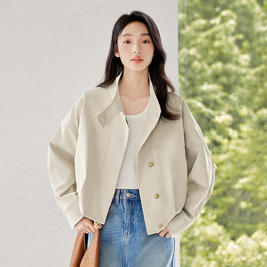 *IC三防立领短款休闲夹克外套女2025春新款气质设计宽松上衣 商品图1