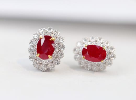 1.35ct刻面红宝石耳钉 商品图1