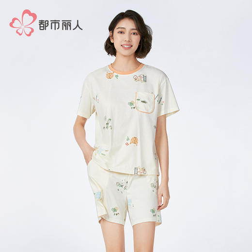 都市丽人女士特价棉质短袖套装薄32支CVC单面超值精选短袖类LHH2A9 商品图1