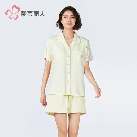 都市丽人女士棉质短袖套装薄40支TC拉架好睡好眠短袖类LHH1D1 商品图3