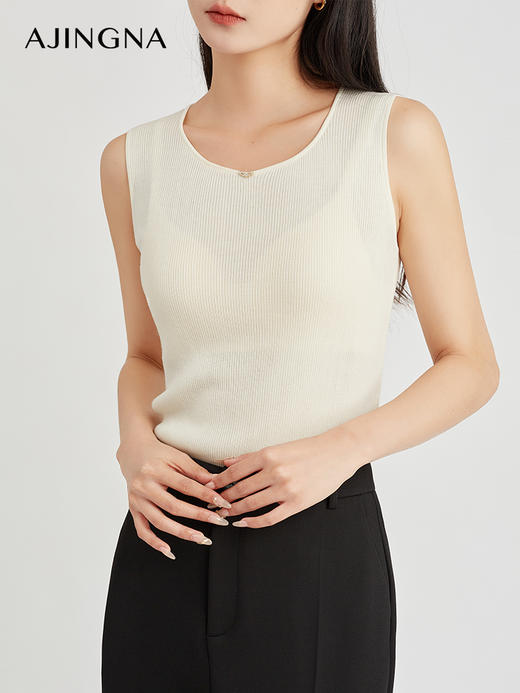 【商场同款】阿菁娜细腻质感修身显瘦V领针织背心A29X301069 商品图1