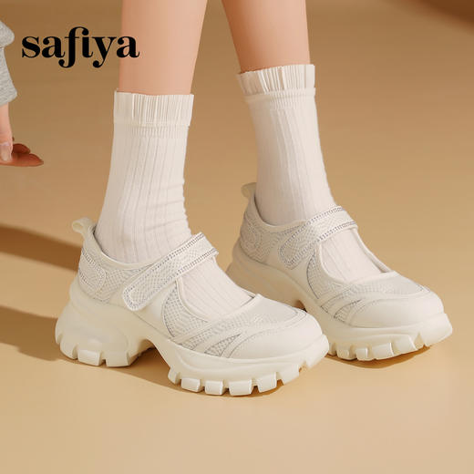 Safiya/索菲娅2025增高休闲烫钻一字带松糕厚底玛丽珍鞋SFD1111191 商品图5