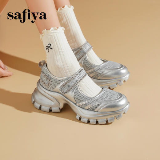 Safiya/索菲娅2025增高休闲烫钻一字带松糕厚底玛丽珍鞋SFD1111191 商品图0