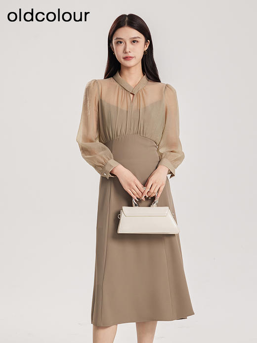 oldcolour春季新品时尚通勤气质显瘦长袖连衣裙女Q131014A1 商品图0