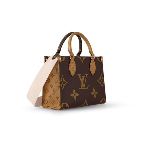 LOUIS VUITTON ONTHEGO 经典老花 帆布涂层 托特包Tote包购物袋手提单肩包 迷你 女款 棕色/焦糖色拼色 商品图0