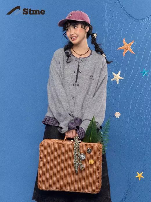 早乙女惠子saotome/STMMY252153/假两件格纹百褶边毛衣开衫 商品图3