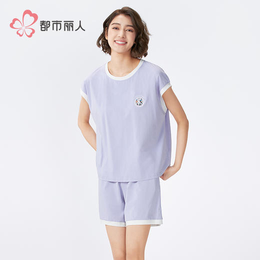 都市丽人女士无尘棉短袖套装薄凉感无尘棉生活家居短袖类LHH2F8 商品图1