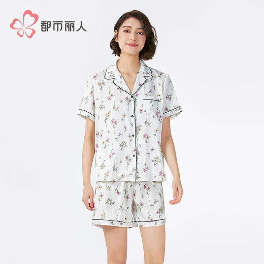 都市丽人女士丝质三件套薄冰雪丝印花好睡好眠三件套LHH5A2 商品图1