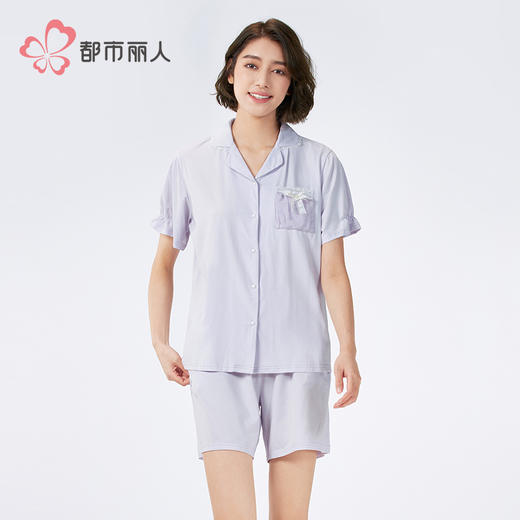 都市丽人女士无尘棉短袖套装薄凉感无尘棉好睡好眠短袖类LHH1C3 商品图1