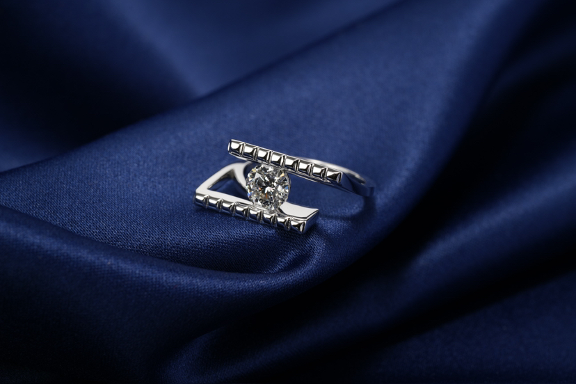 「桥」钻石白金戒指