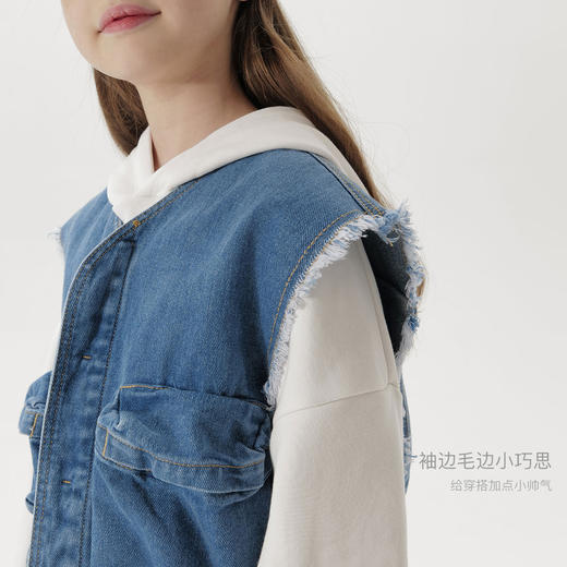 马克珍妮男女童多功能口袋牛仔马甲儿童上衣2025年春装新款250066 商品图3