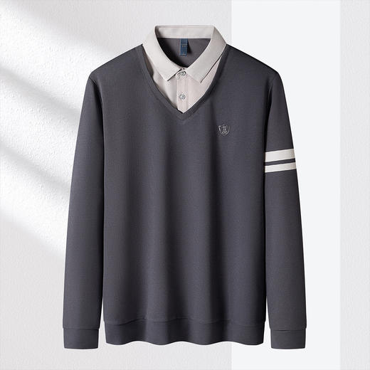 【肌理提花】罗蒙男士秋冬假两件针织衫男长袖衬衫舒适百搭男针织衫男士衬衫 商品图2