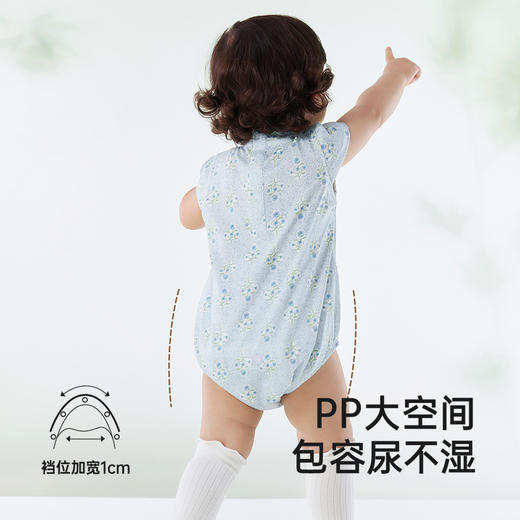 英氏婴儿衣服夏季透气轻薄女童碎花连体衣新中式包屁衣2025新款 商品图3