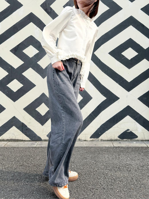 TYNVIE 立领下摆荷叶边衬衫 商品图11