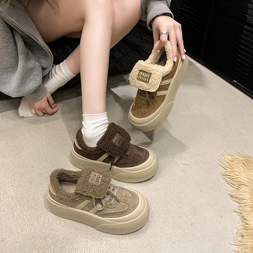 【HF】无忧购“清仓福利”韩版miu系百搭休闲保暖毛绒绒增高小板鞋Q71（截单后7天发货) 商品图4