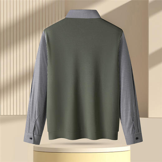 【肌理提花】罗蒙男士经典假两件衬衫领百搭时尚舒适休闲针织衫男条纹衬衫 商品图7