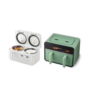 摩飞多功能电饭煲MR8501+摩飞空气炸锅（双锅）MR8100【鲜知20.0】