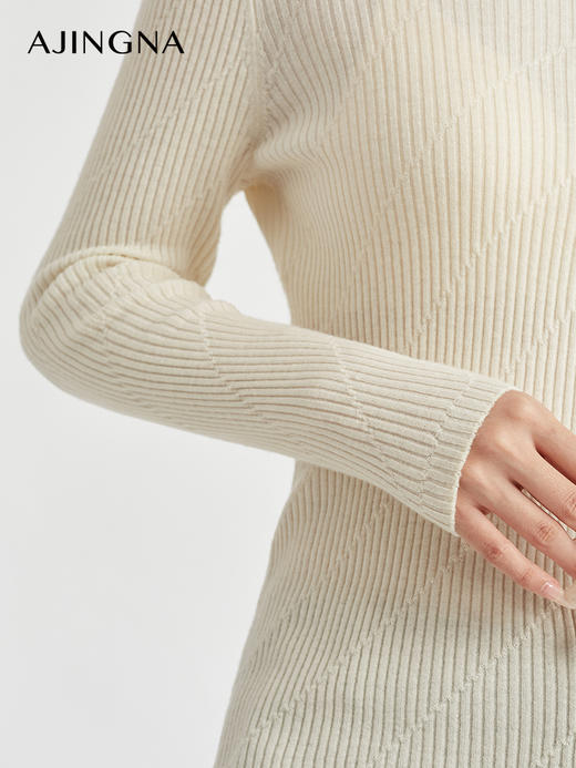 【商城同款】阿菁娜修身显瘦竖螺纹羊毛针织衫A28D301019 商品图5