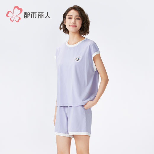都市丽人女士无尘棉短袖套装薄凉感无尘棉生活家居短袖类LHH2F8 商品图2