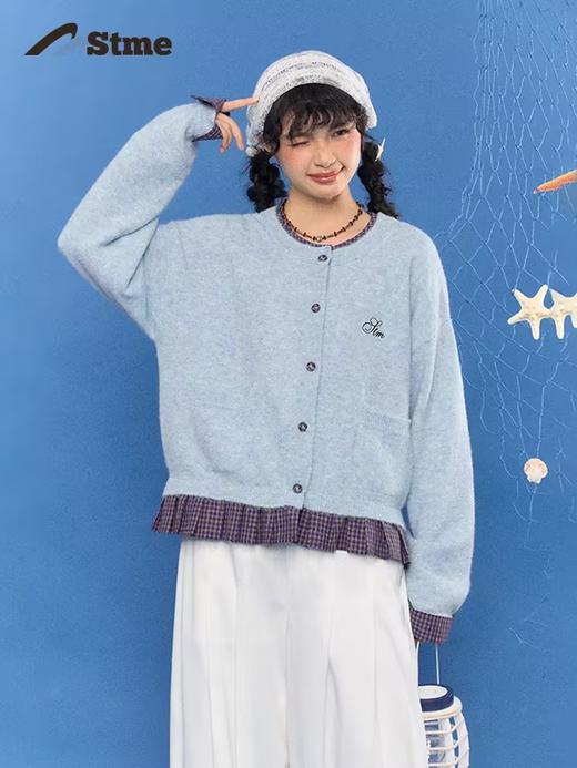 早乙女惠子saotome/STMMY252153/假两件格纹百褶边毛衣开衫 商品图2