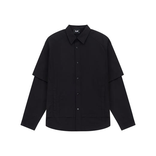 徐太浪假两件纯色长袖衬衫男2025新款春季大码男装休闲风衬衣外套 商品图4