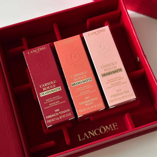 Lancôme兰蔻 寻爱限定千鸟格口红套装 （#196色+#221色+#277色）+送礼袋 商品图1