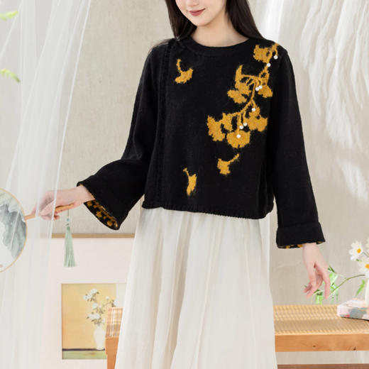 苏苏姐家银杏嵌花外套手工DIY钩针棒针羊毛线衣服上衣毛线材料包 商品图2