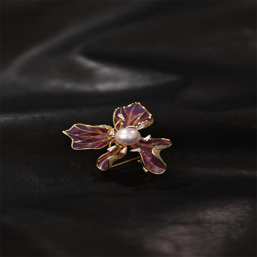 阮仕兰花系列 合金 淡水珍珠胸针 10-11mm  BHG14082LHRD 商品图1